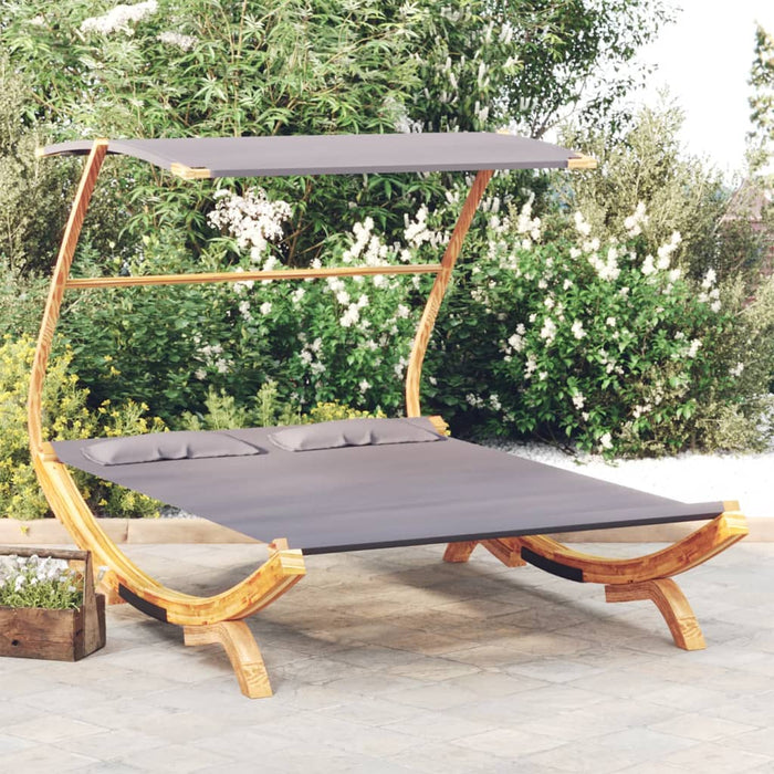 Pat de exterior cu baldachin antracit 165x203x138 cm lemn masiv - WALTI WALTI