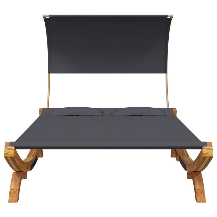 Pat de exterior cu baldachin antracit 165x203x126 cm lemn masiv - WALTI WALTI