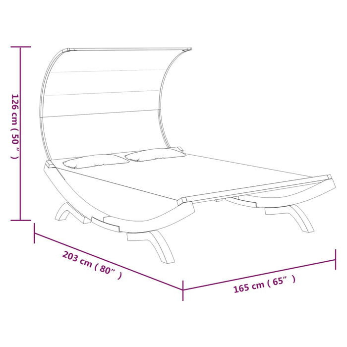 Pat de exterior cu baldachin antracit 165x203x126 cm lemn masiv - WALTI WALTI