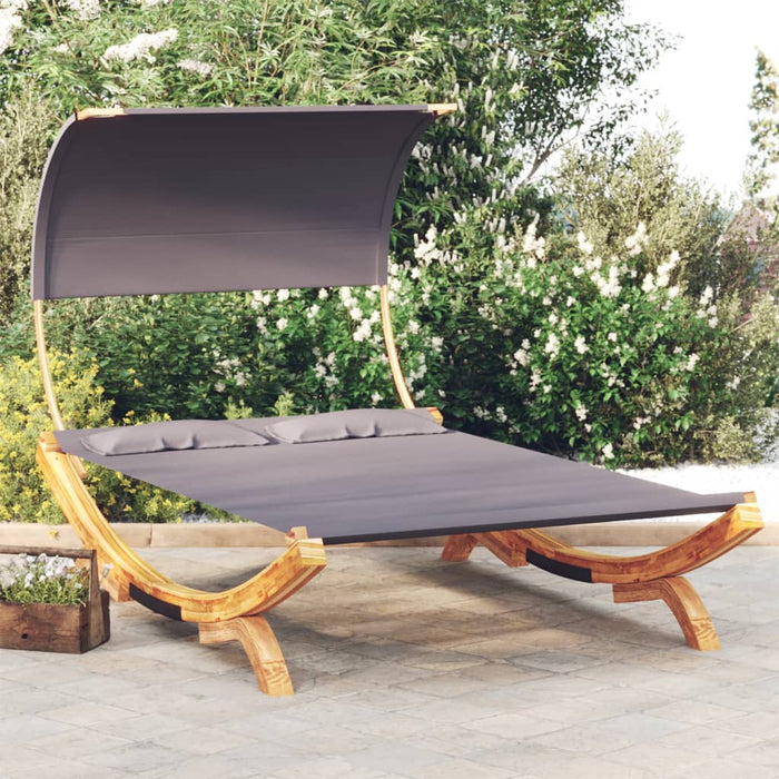 Pat de exterior cu baldachin antracit 165x203x126 cm lemn masiv - WALTI WALTI