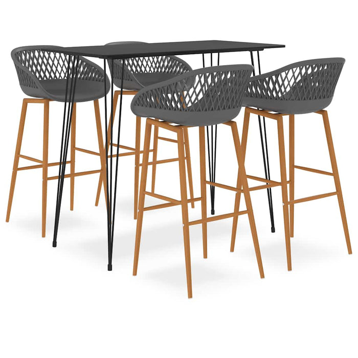 Set mobilier de bar, 5 piese, negru și gri - WALTI WALTI