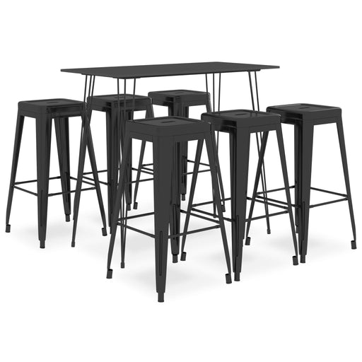 Set mobilier de bar, 7 piese, negru - WALTI WALTI