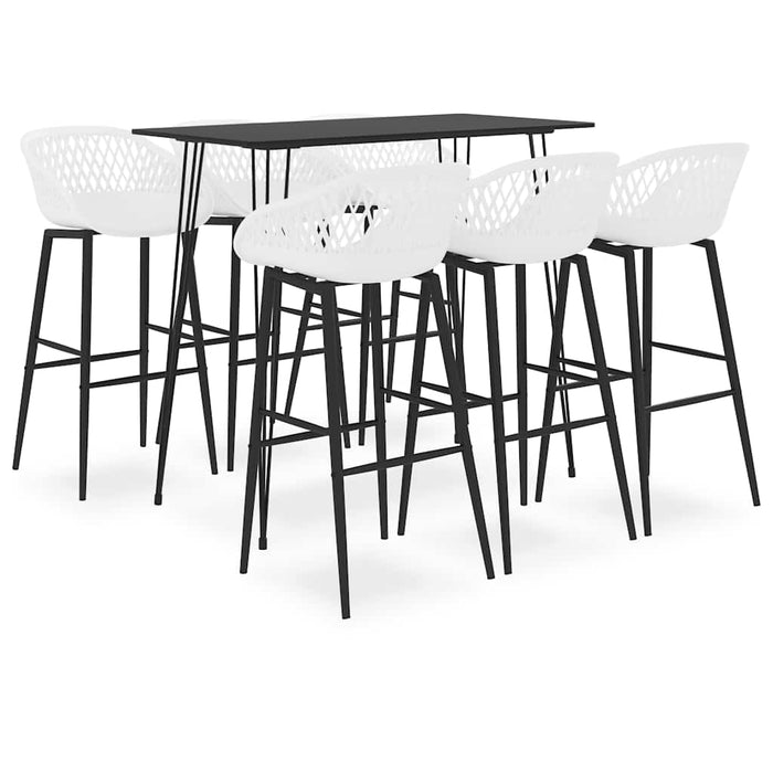 Set mobilier de bar, 7 piese, negru și alb - WALTI WALTI