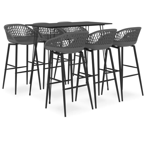 Set mobilier de bar, 7 piese, negru și gri - WALTI WALTI