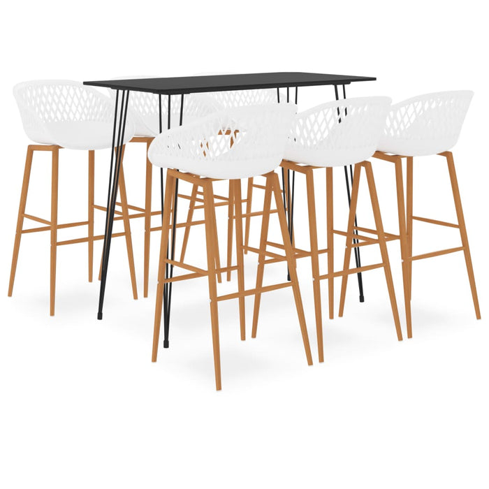 Set mobilier de bar, 7 piese, negru și alb - WALTI WALTI