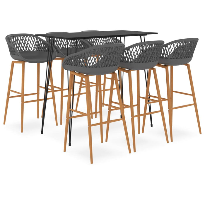 Set mobilier de bar, 7 piese, negru și gri - WALTI WALTI