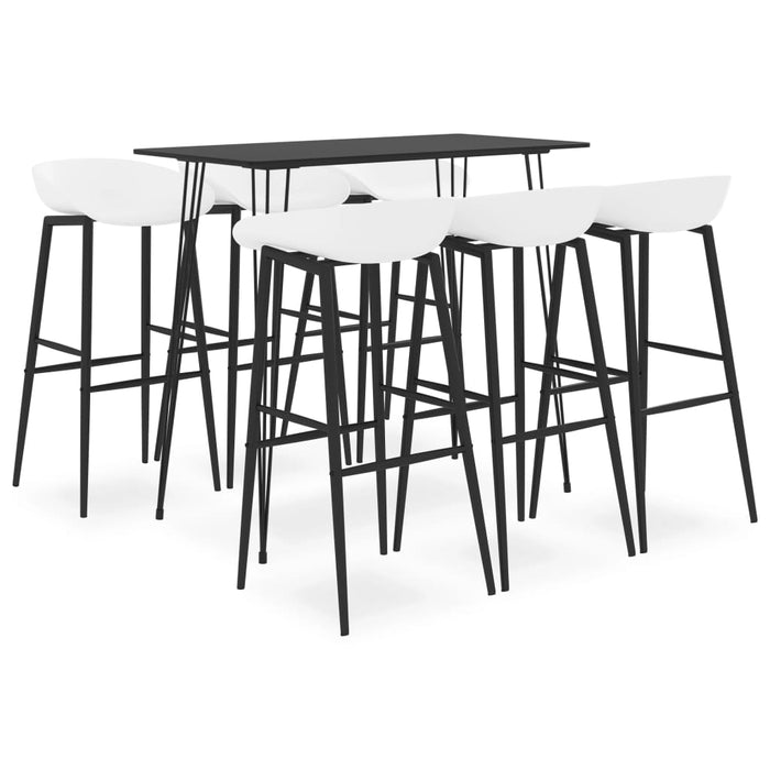 Set mobilier de bar, 7 piese, negru și alb - WALTI WALTI