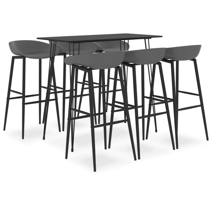 Set mobilier de bar, 7 piese, negru și gri - WALTI WALTI
