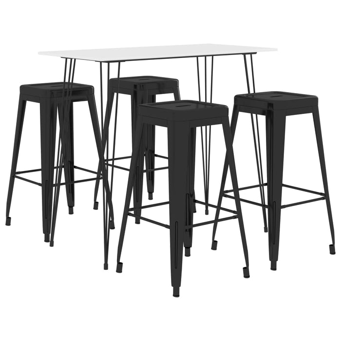 Set mobilier de bar, 5 piese, alb și negru - WALTI WALTI