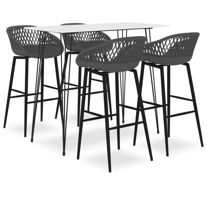 Set mobilier de bar, 5 piese, alb și gri - WALTI WALTI