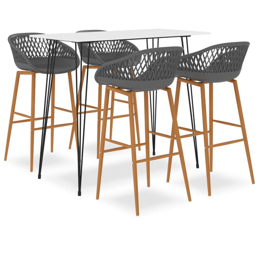 Set mobilier de bar, 5 piese, alb și gri - WALTI WALTI