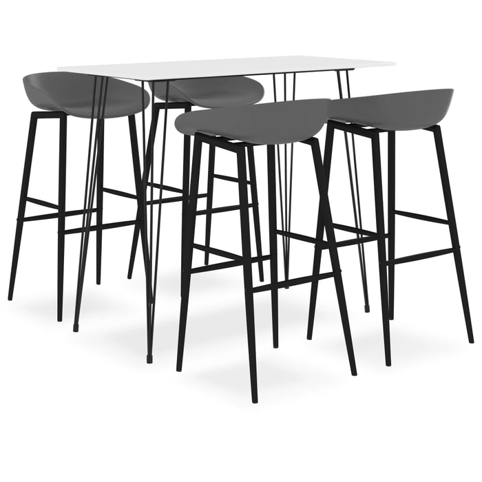 Set mobilier de bar, 5 piese, alb și gri - WALTI WALTI