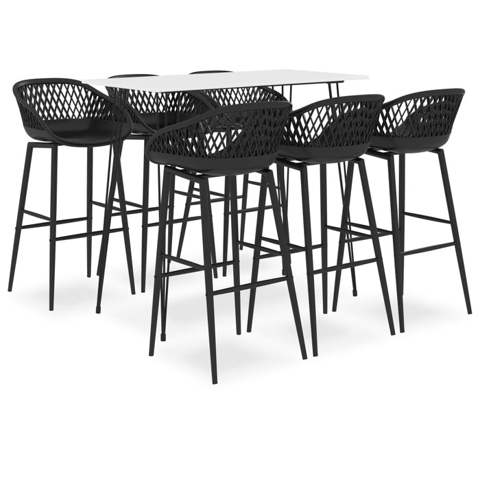 Set mobilier de bar, 7 piese, alb și negru - WALTI WALTI