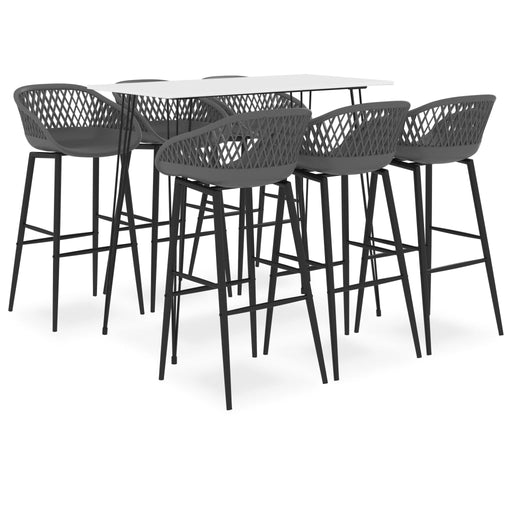 Set mobilier de bar, 7 piese, alb și gri - WALTI WALTI