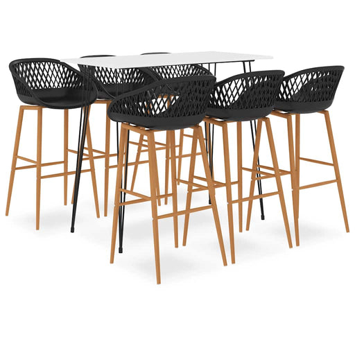 Set mobilier de bar, 7 piese, alb și negru - WALTI WALTI