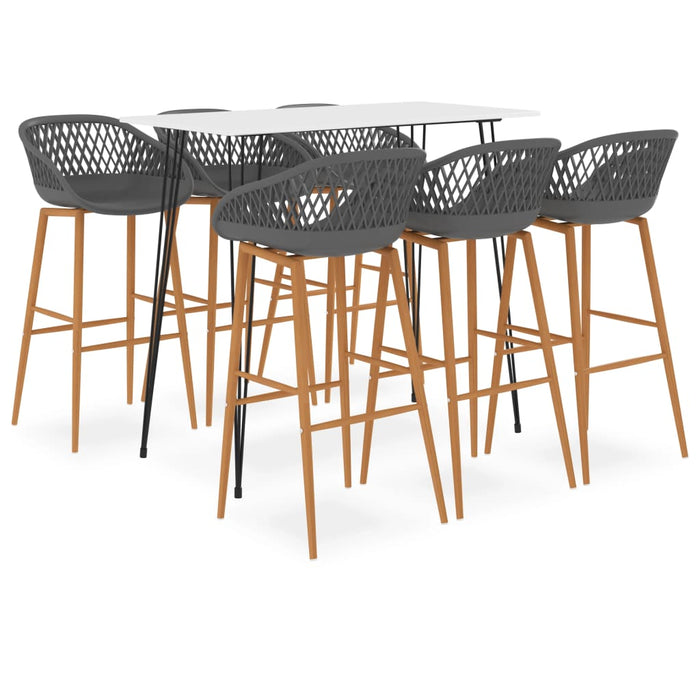 Set mobilier de bar, 7 piese, alb și gri - WALTI WALTI