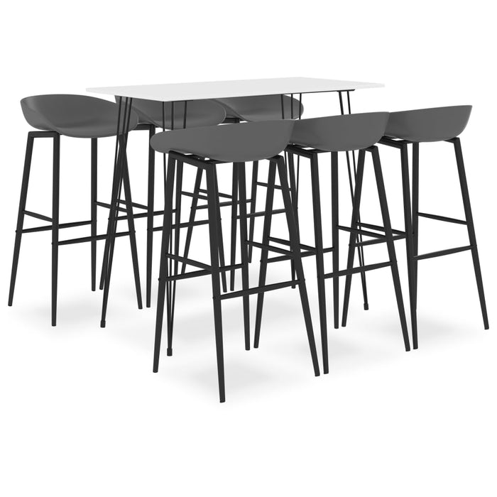 Set mobilier de bar, 7 piese, alb și gri - WALTI WALTI