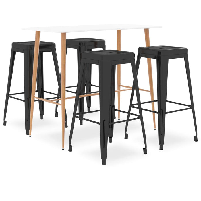 Set mobilier de bar, 5 piese, alb și negru - WALTI WALTI