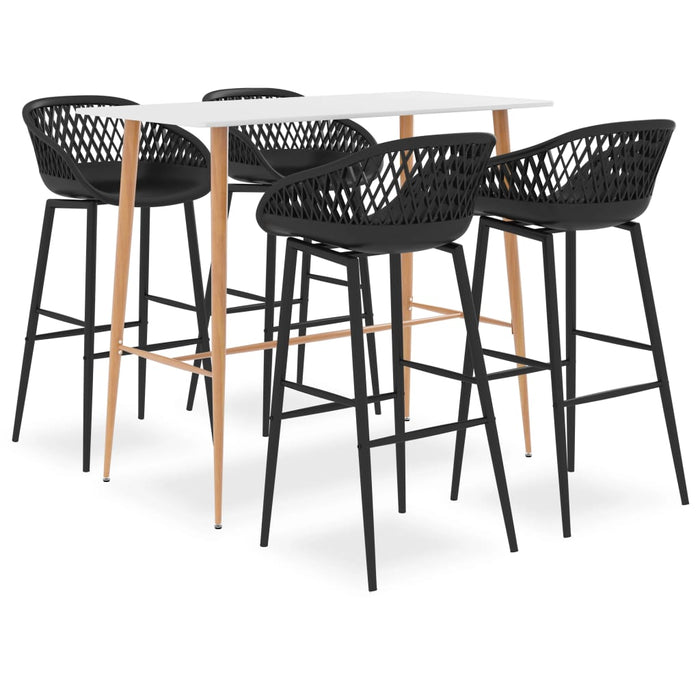 Set mobilier de bar, 5 piese, alb și negru - WALTI WALTI