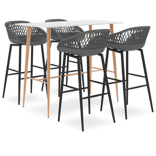 Set mobilier de bar, 5 piese, alb și gri - WALTI WALTI