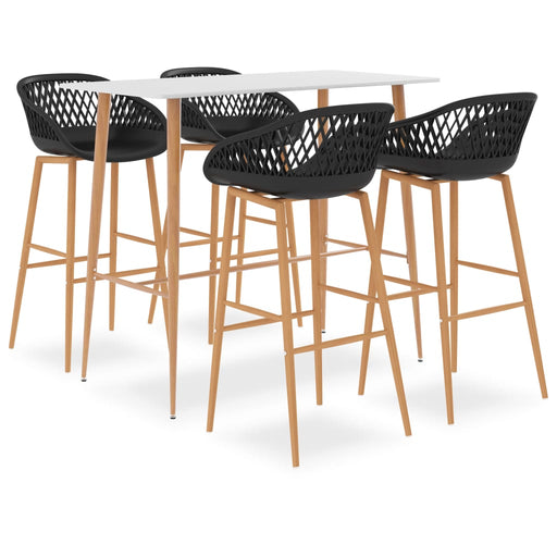 Set mobilier de bar, 5 piese, alb și negru - WALTI WALTI