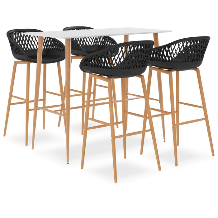 Set mobilier de bar, 5 piese, alb și negru - WALTI WALTI