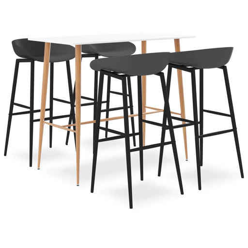 Set mobilier de bar, 5 piese, alb și gri - WALTI WALTI
