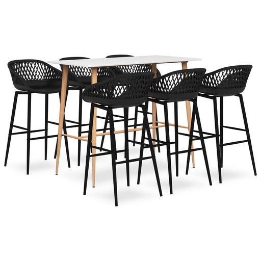 Set mobilier de bar, 7 piese, alb și negru - WALTI WALTI