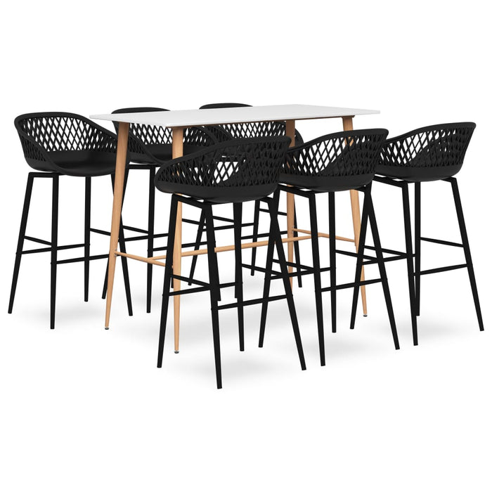 Set mobilier de bar, 7 piese, alb și negru - WALTI WALTI