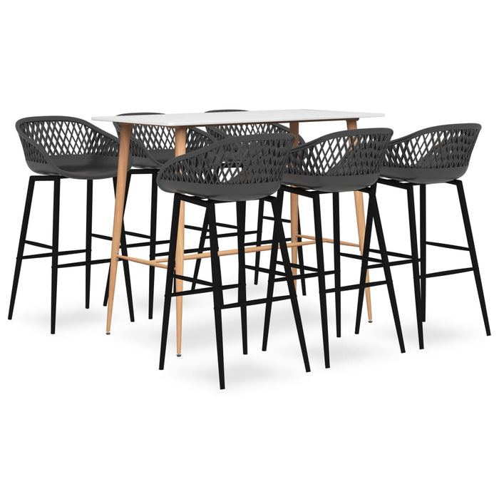 Set mobilier de bar, 7 piese, alb și gri - WALTI WALTI