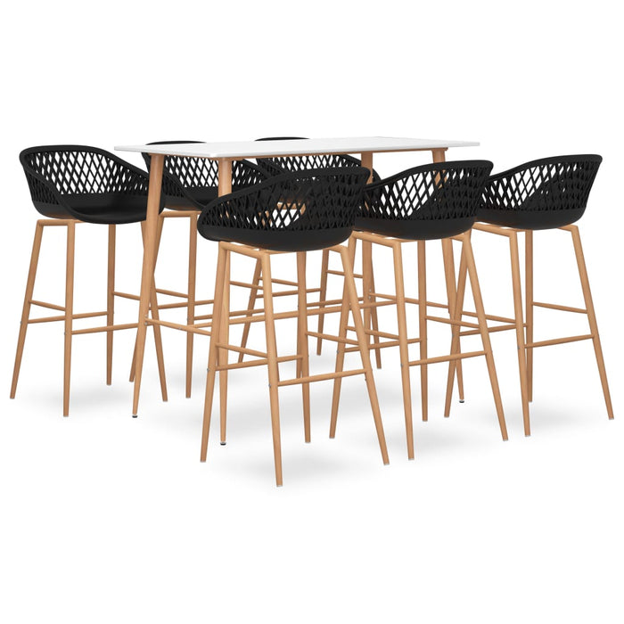 Set mobilier de bar, 7 piese, alb și negru - WALTI WALTI