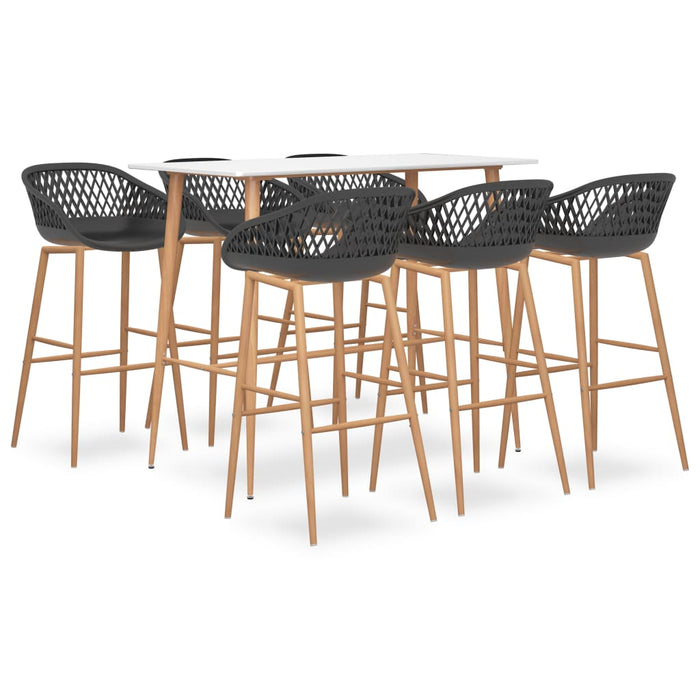 Set mobilier de bar, 7 piese, alb și gri - WALTI WALTI