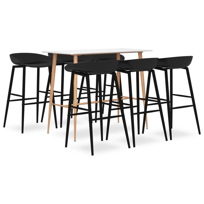 Set mobilier de bar, 7 piese, alb și negru - WALTI WALTI