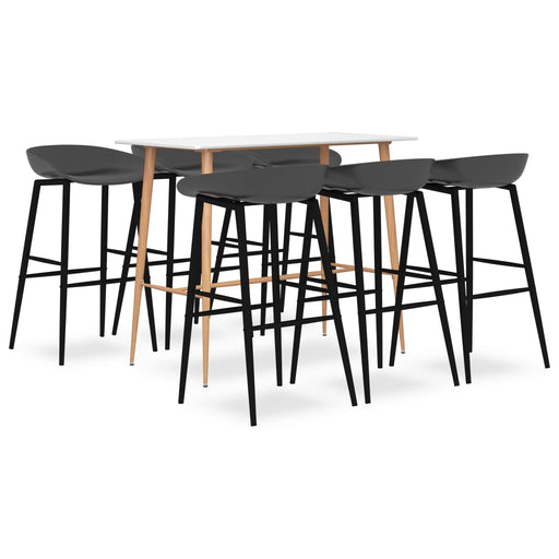 Set mobilier de bar, 7 piese, alb și gri - WALTI WALTI