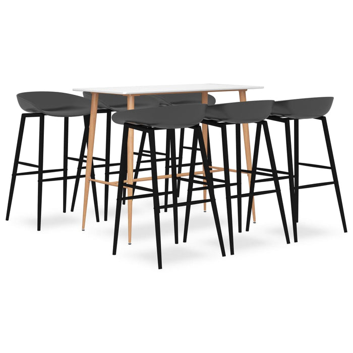 Set mobilier de bar, 7 piese, alb și gri - WALTI WALTI
