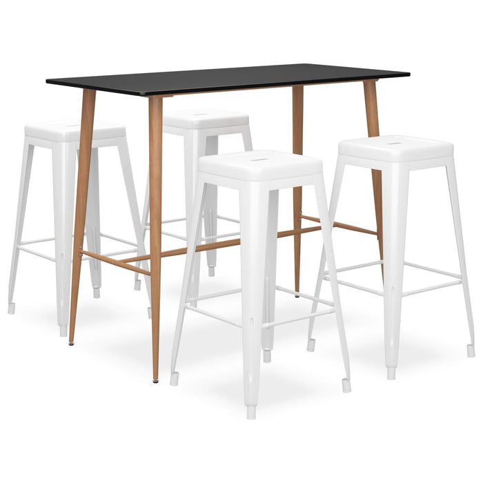 Set mobilier de bar, 5 piese, negru și alb - WALTI WALTI