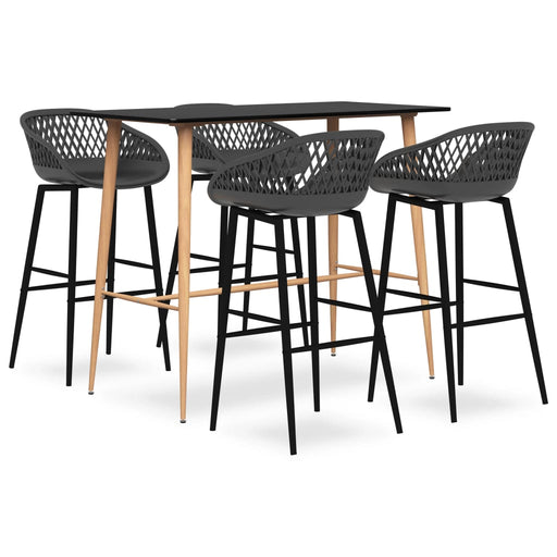 Set mobilier de bar, 5 piese, negru și gri - WALTI WALTI