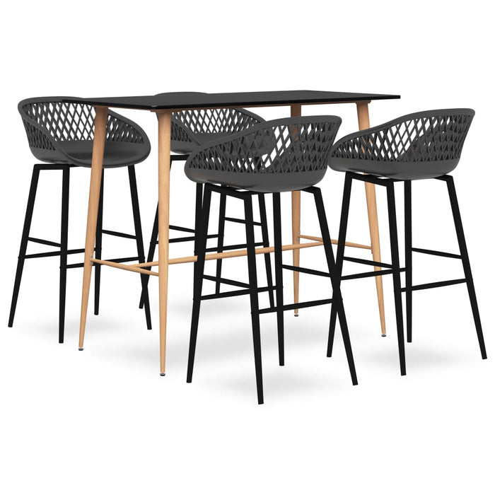 Set mobilier de bar, 5 piese, negru și gri - WALTI WALTI