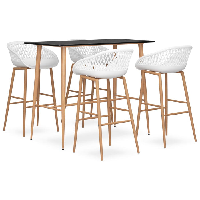 Set mobilier de bar, 5 piese, negru și alb - WALTI WALTI