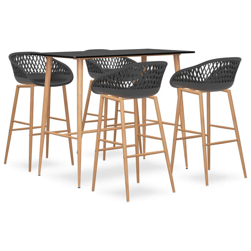 Set mobilier de bar, 5 piese, negru și gri - WALTI WALTI