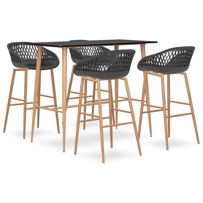 Set mobilier de bar, 5 piese, negru și gri - WALTI WALTI