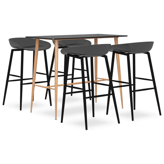 Set mobilier de bar, 5 piese, negru și gri - WALTI WALTI
