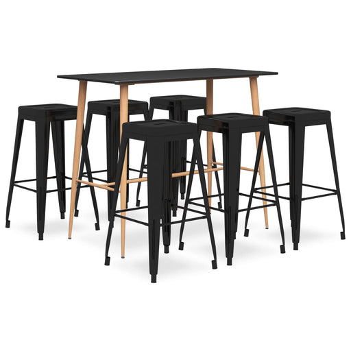 Set mobilier de bar, 7 piese, negru - WALTI WALTI