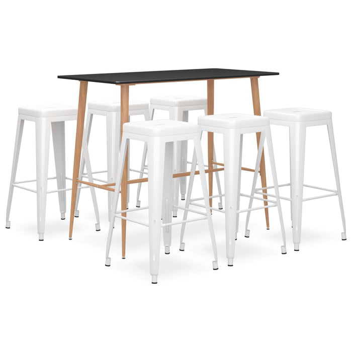 Set mobilier de bar, 7 piese, negru și alb - WALTI WALTI