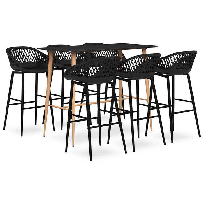 Set mobilier de bar, 7 piese, negru WALTI