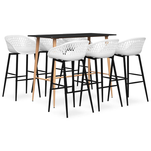 Set mobilier de bar, 7 piese, negru și alb - WALTI WALTI