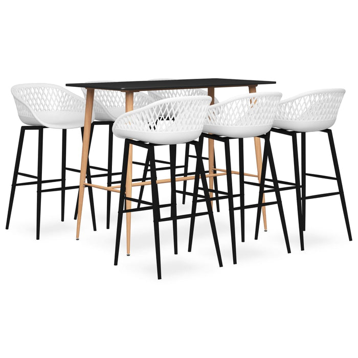 Set mobilier de bar, 7 piese, negru și alb - WALTI WALTI