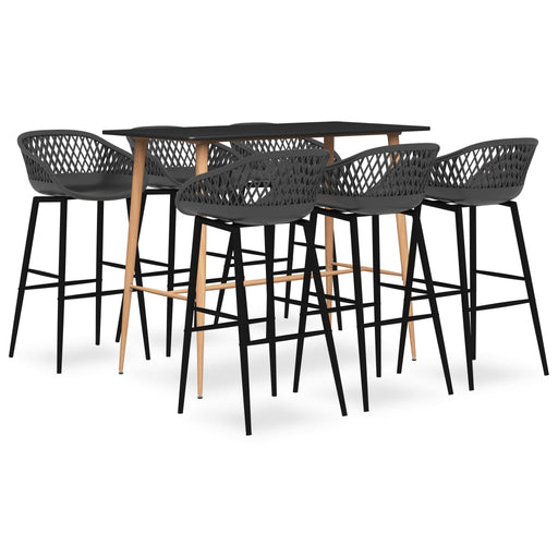 Set mobilier de bar, 7 piese, negru și gri - WALTI WALTI