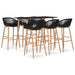 Set mobilier de bar, 7 piese, negru - WALTI WALTI