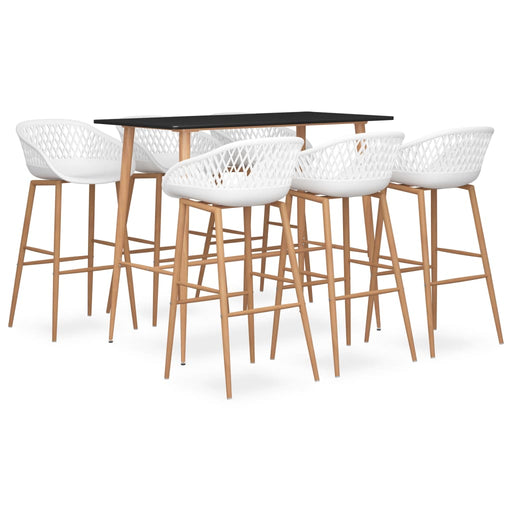 Set mobilier de bar, 7 piese, negru și alb - WALTI WALTI